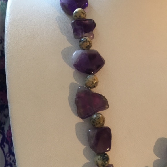 Genuine Chevron Amethyst & Picasso Jasper Necklace - Picture 3 of 5